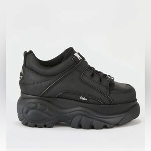 Buffalo London Classic Low Leather Platform Sneakers Black